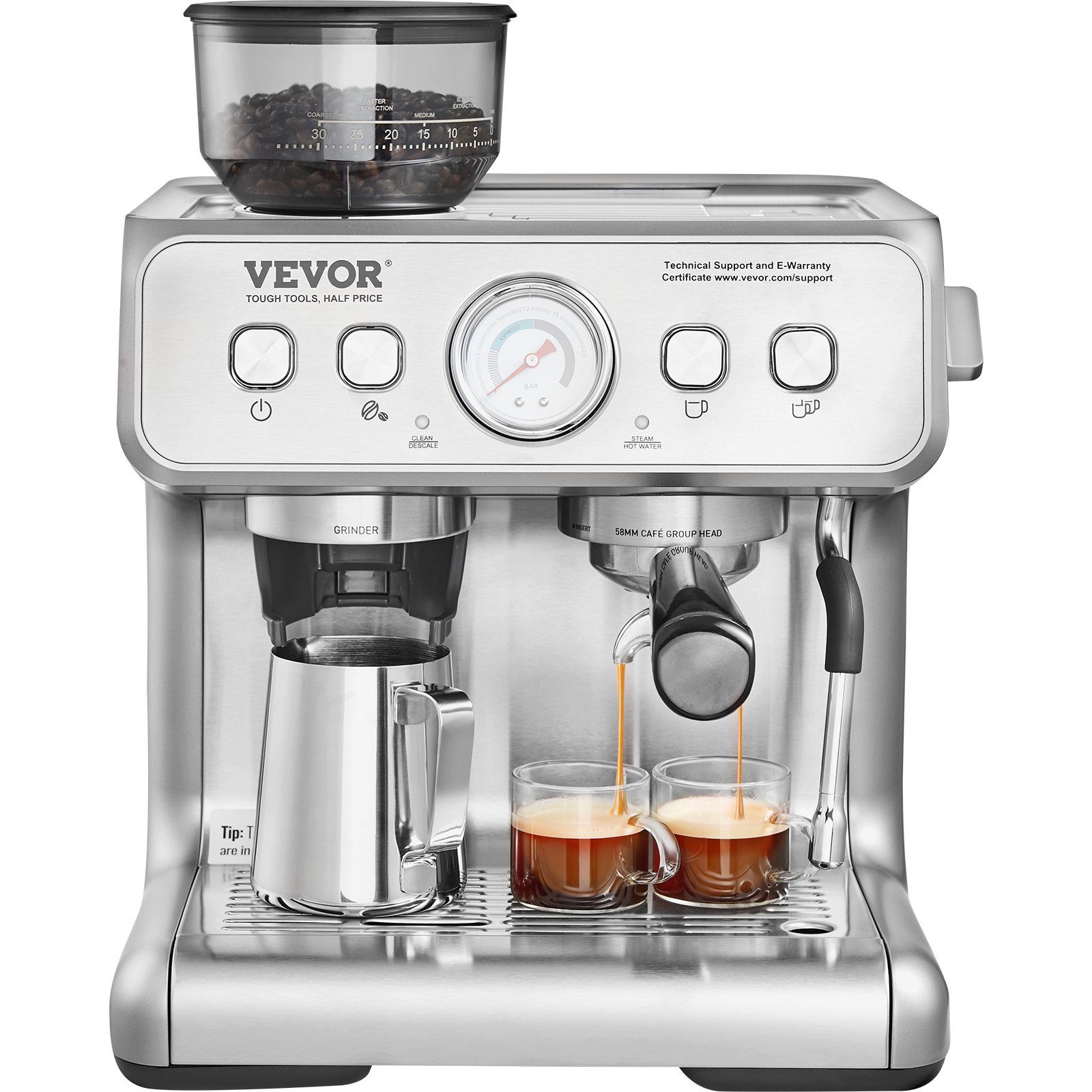 Cafetera para Emprendedores: VEVOR con Molinillo Integrado