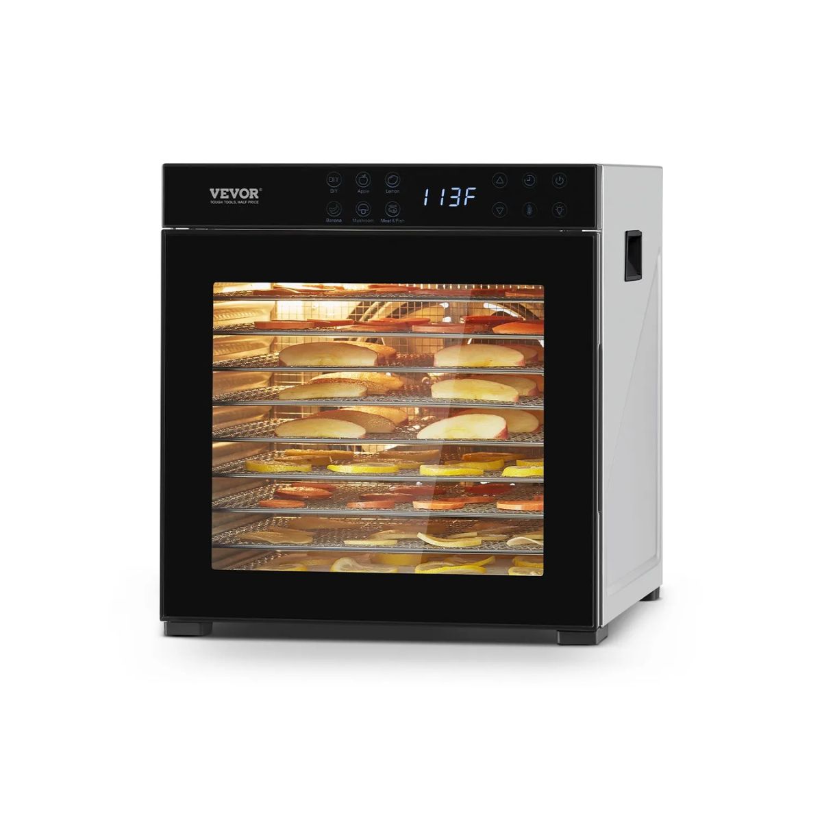 Deshidratador de Alimentos Profesional VEVOR – 10 Bandejas de Acero Inoxidable y 1000W