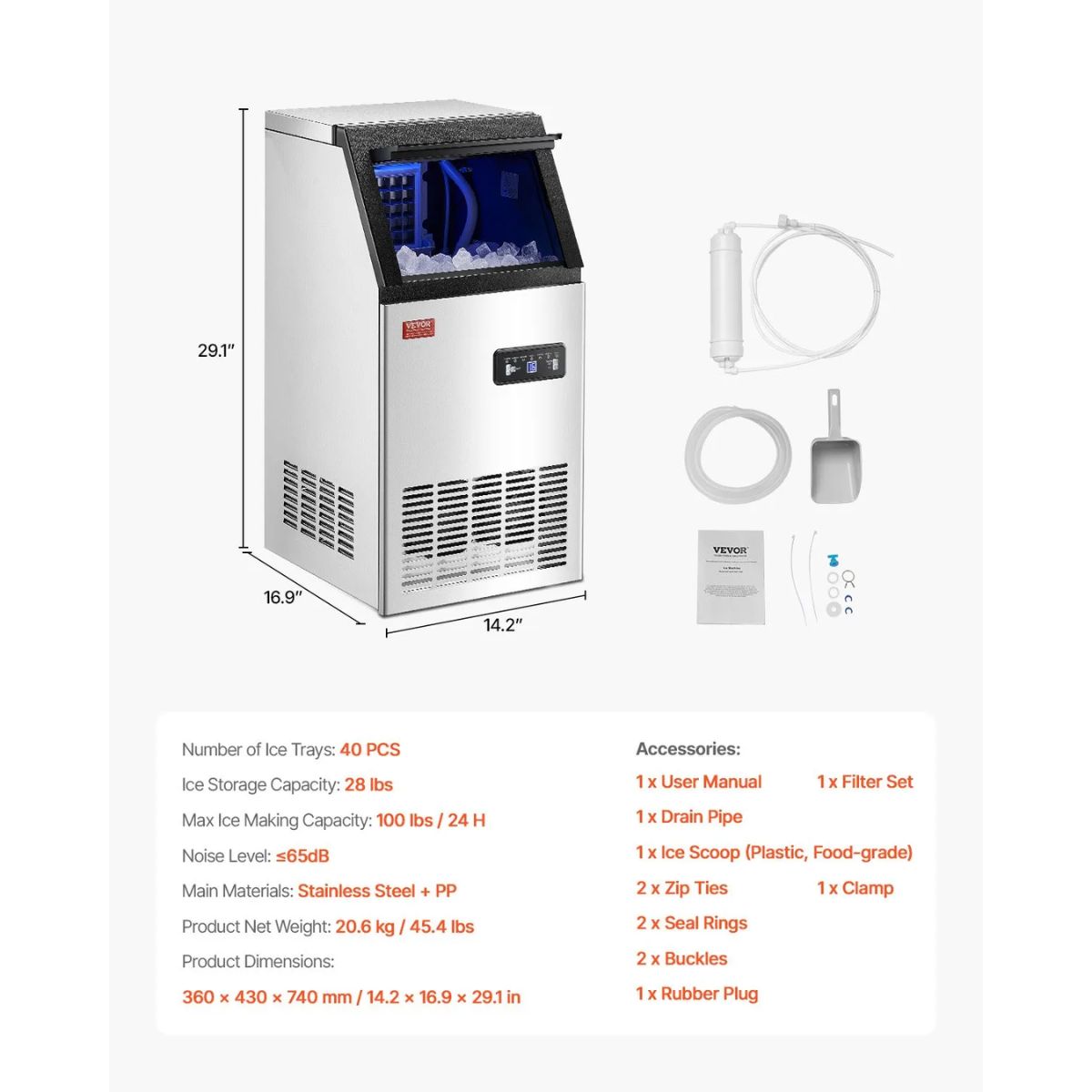 Kit completo: incluye pala de hielo y mangueras de conexión. ¡Instalación rápida y directa!
